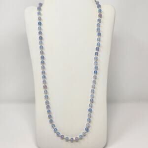 Miriam Haskell Blue Purple Translucent Glass Bead Strand Necklace MCM Vintage